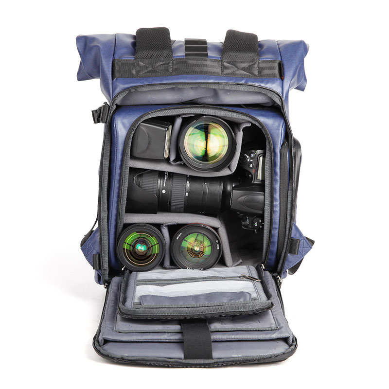 超酷户外防盗卷盖摄影双肩背包 S-3721