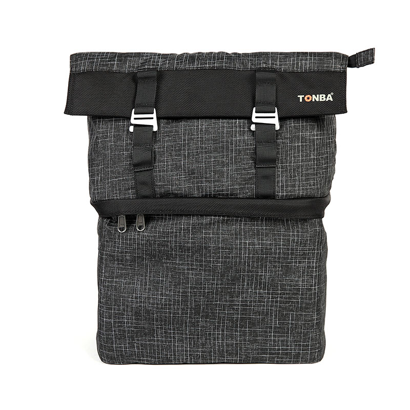 休闲时尚格仔卷盖双肩摄影背包 T6100