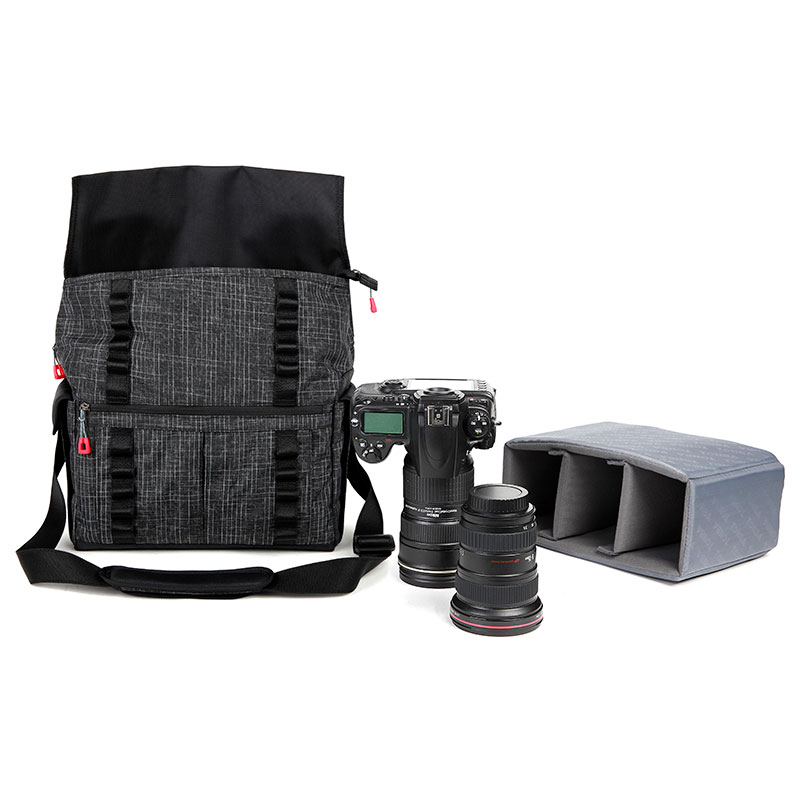 休闲格仔卷盖单肩摄影包 T6200
